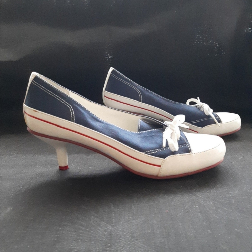 Vintage rampage denim sneaker kitten heel shoes sandal 90s y2k womens 8